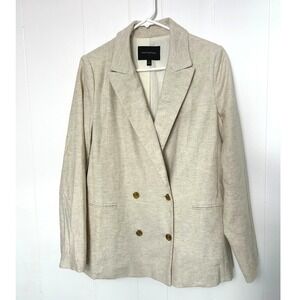 Banana Republic Blazer Size 12 Womens Beige‎ Linen Blend Double Breasted Jacket